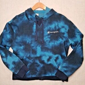 Champion Hoodie Women's Size Large Tie Dye Sweatshirt Pullover Logo Retro Comfy